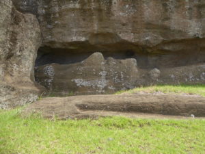 Début d'un Moai taillé dans le tuf volcanique